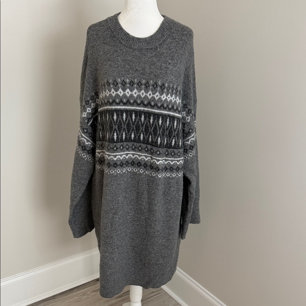 NWT American Eagle Gray Patterned Women's Sweater Dress size large - Picture 8 of 16